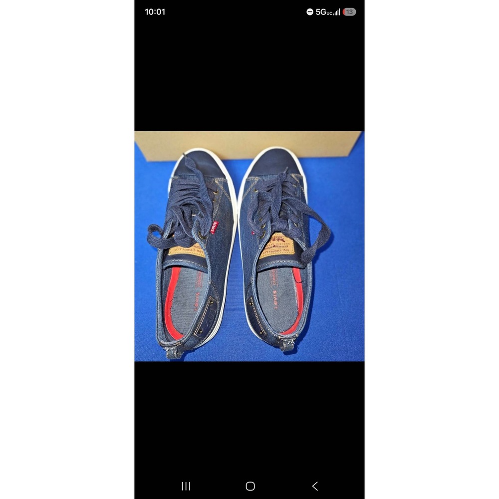 Levis Mens Denim Low Top Sneakers Navy Blue Lace Up Shoes 51921109U Size 9.5 - Picture 4 of 6